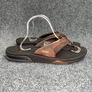 Reef Fanning Flip Flops Men's 11 Brown Leather Outdoor Athletic Beach Sandals
